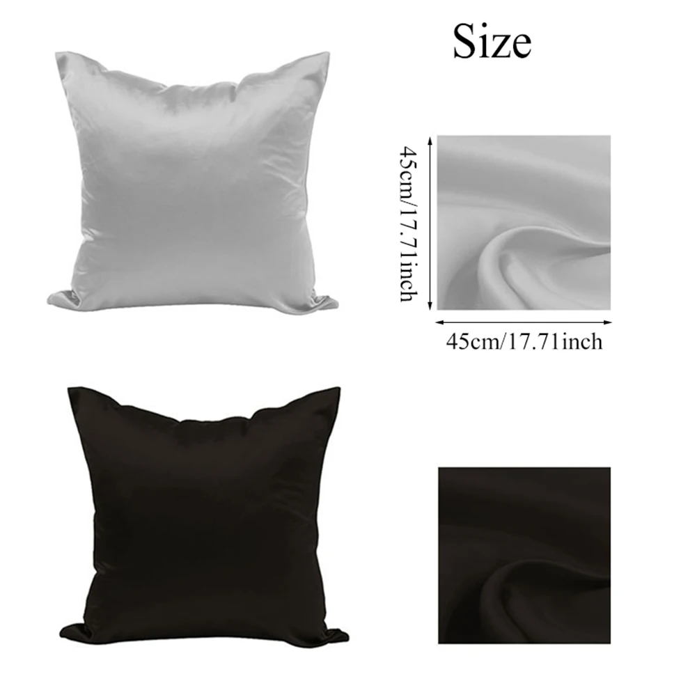 

1pc Comfortable Square Home Sofa Decor Pillow Cover Case Satin Cushion Cover Multicolor Friendly Pillowslip Pillow Cover