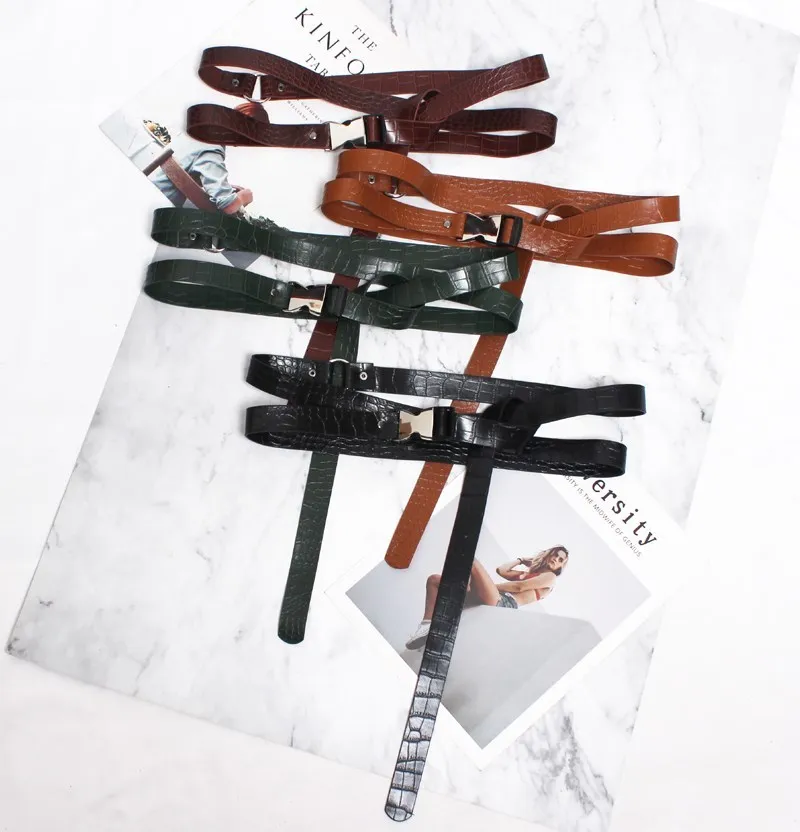 

SeeBeautiful New Fashion 2020 Autumn Winter Metal Pin Buckle PU Leather Long Girdle Waist Belts Women Tide N981