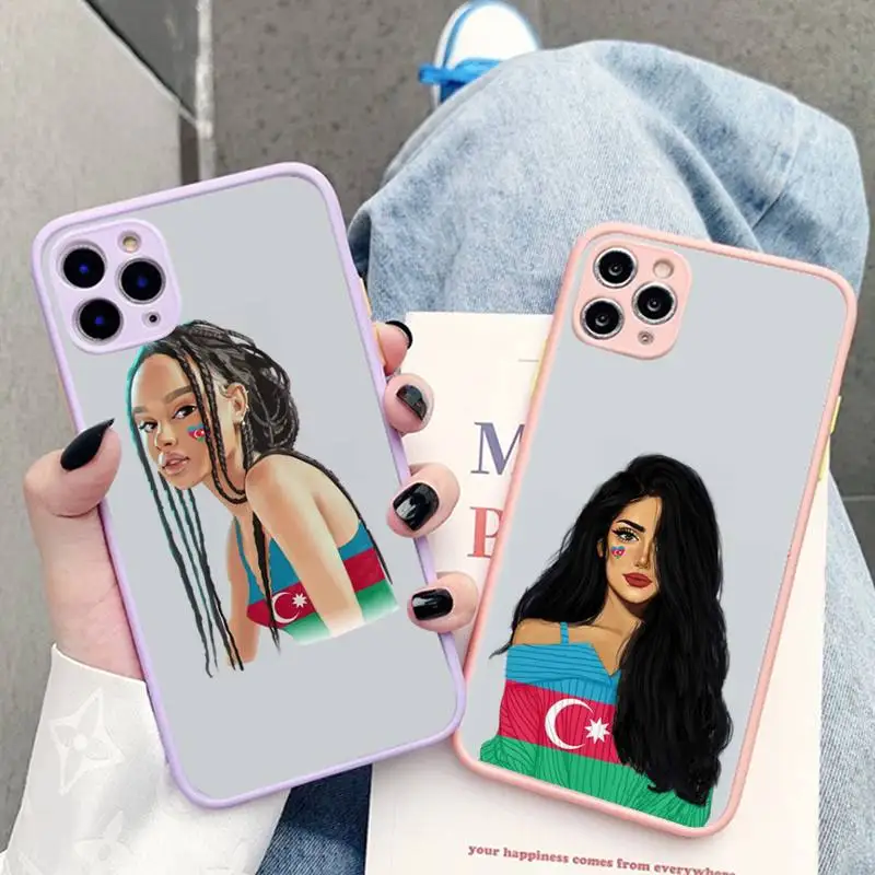 

Yinuoda Azerbaijan buta flag fashion girl Phone Case for iPhone X XR XS 7 8 Plus 11 12 pro MAX Translucent Matte Shockproof Case