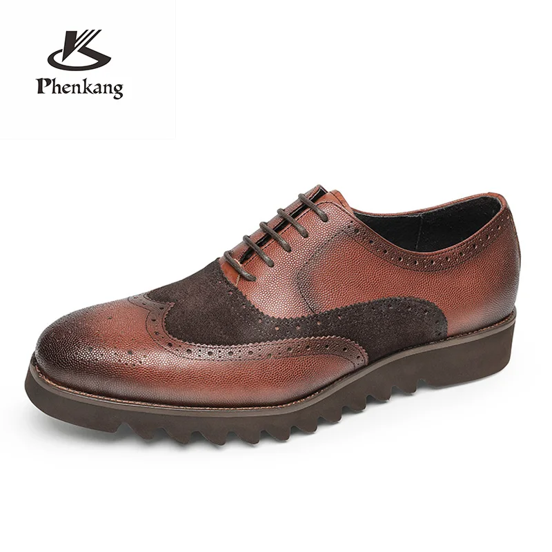 

Мужские туфли-оксфорды на платформе и шнуровке, из натуральной кожи