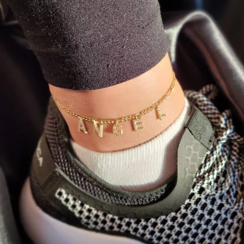 

Custom Name Letter Anklets For Women Personalized Stainless Steel Gold Foot Chain Female Bohemian Anklet Bracelet Jewelry Gift