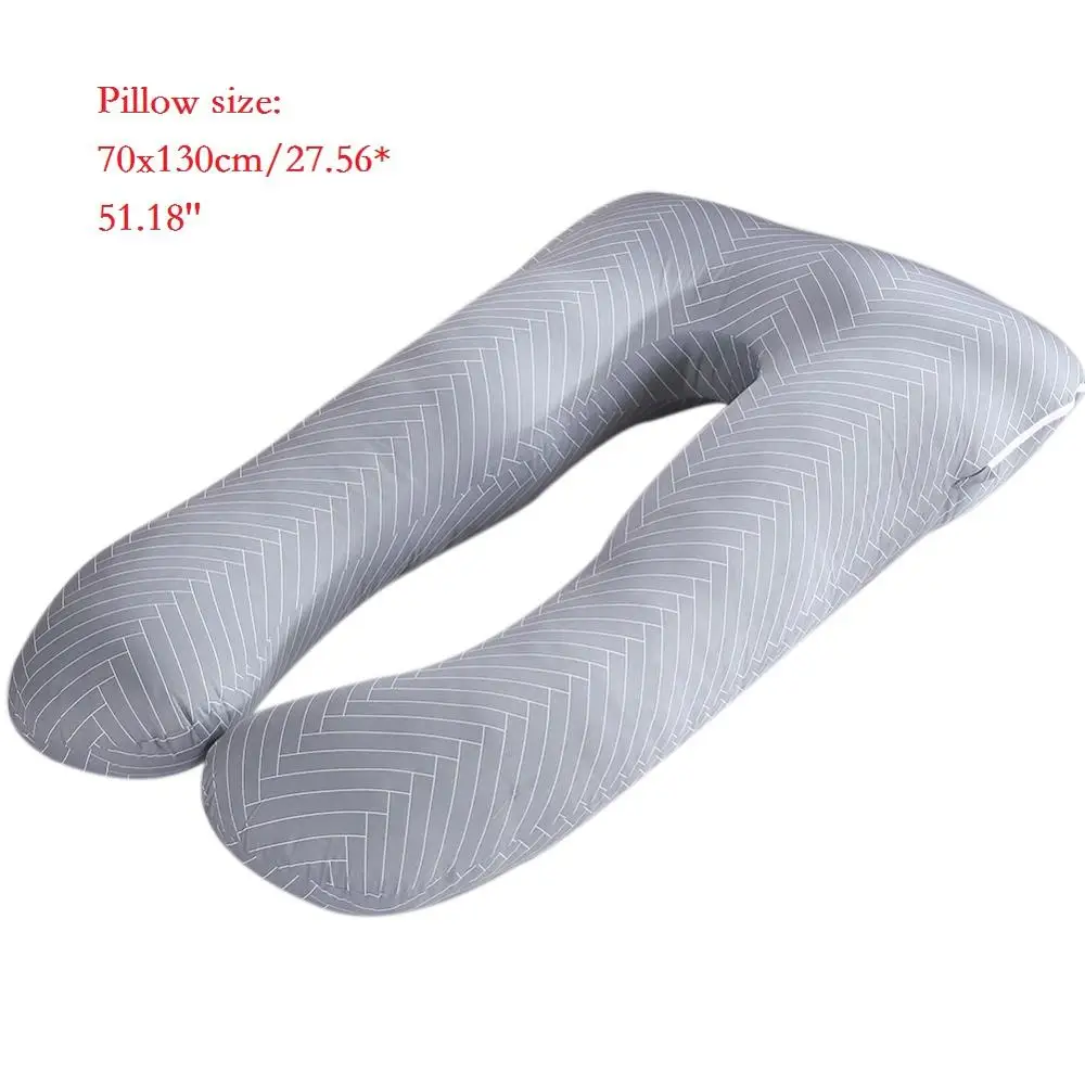 Striped gray Чехол для подушки для беременных 70*130 см Большой размер женский чехол для подушки чехол хлопок удобный мягкий чехол u-тип подушки для беременных - Цвет: Striped gray