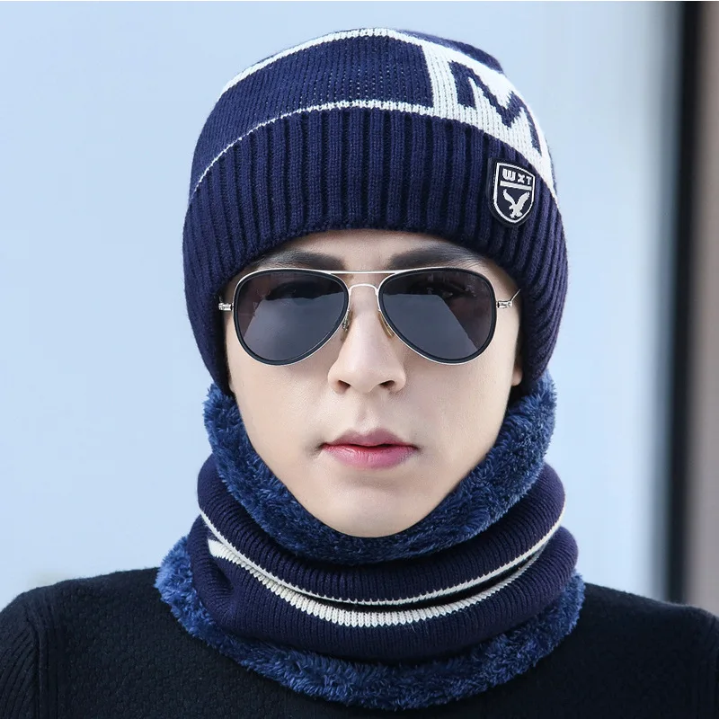 Новинка зимняя трикотажная искусственная кожа толстая шея тёплая Женская шапка