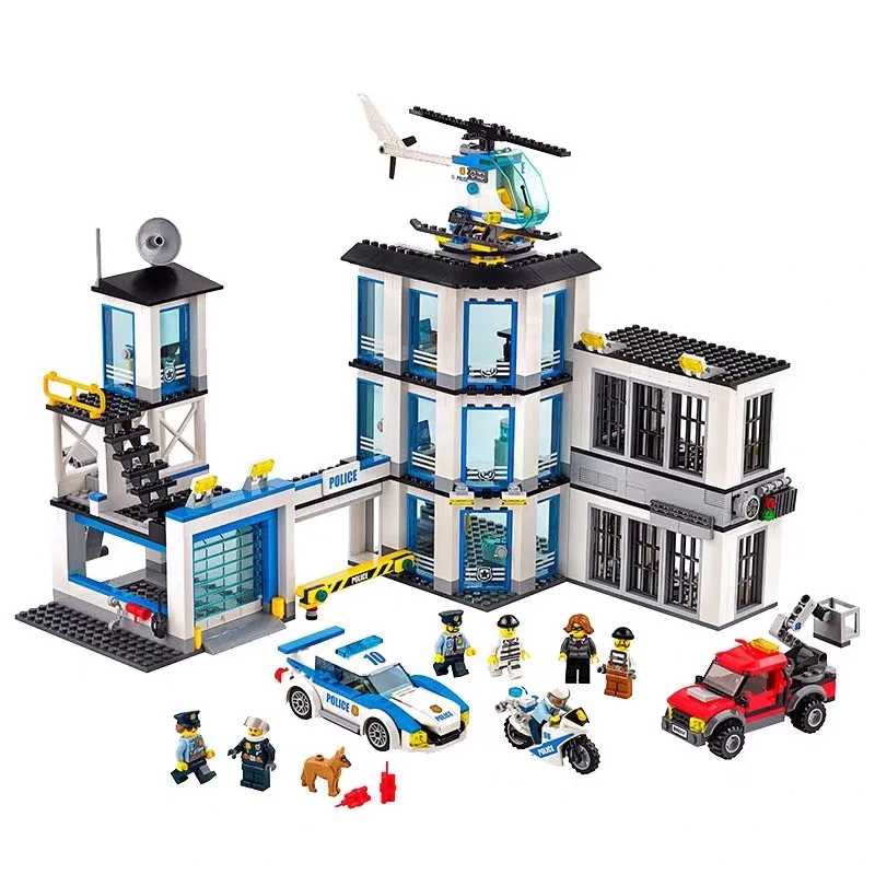 10424 Город Полицейский отдел вертолет мотоцикл набор строительных блоков детские