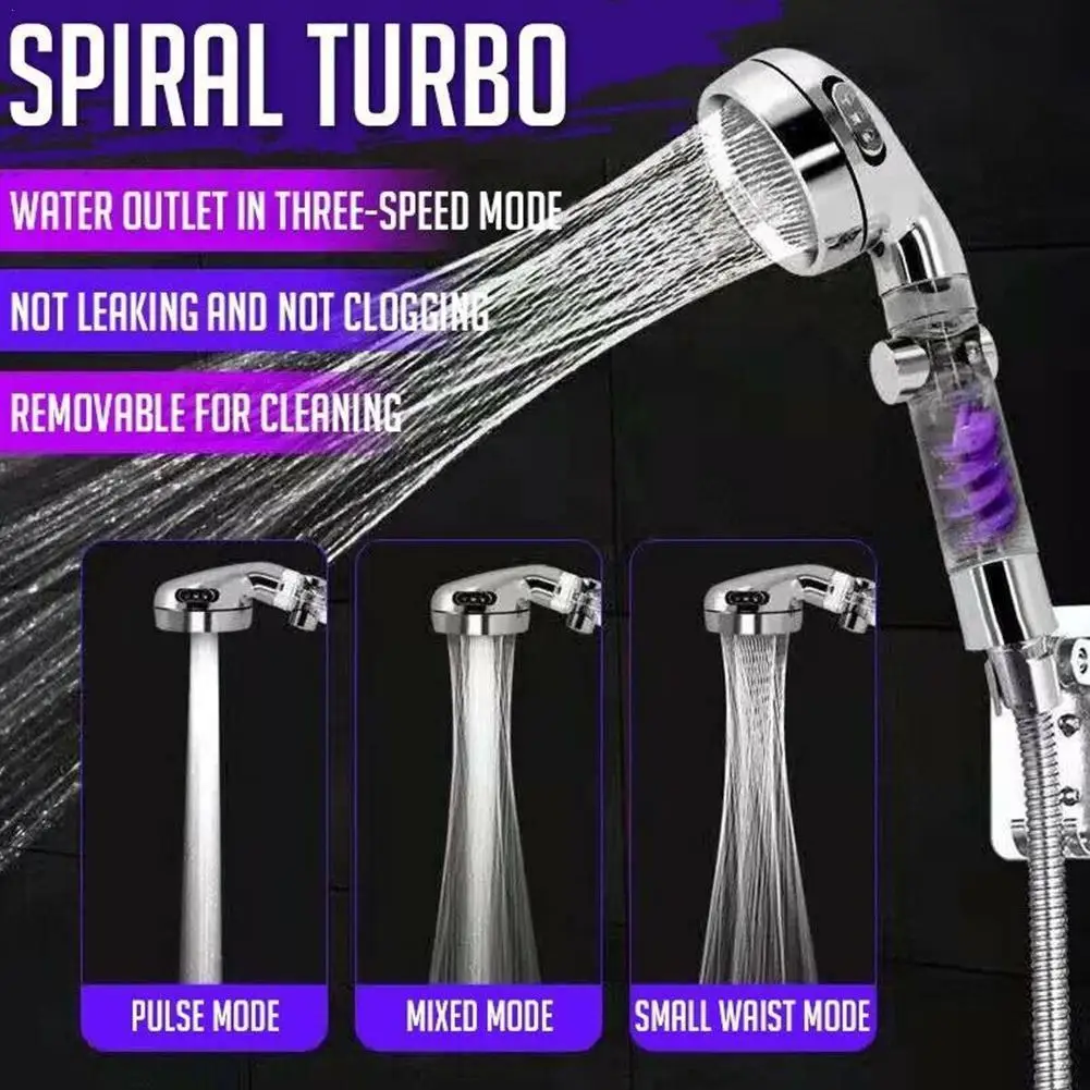

Turbocharged Shower Head 3 Modes Adjustable Jetting Rainfall Pressurized Water Saving Shower Bathroom SPA Handheld Shower Head