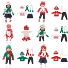 7 комплектов, модная одежда для кукол, Рождественский свитер, костюмы, перчатки, шапки, шарфы для кукол 18 дюймов и 43 см, подарок для девочки поколения