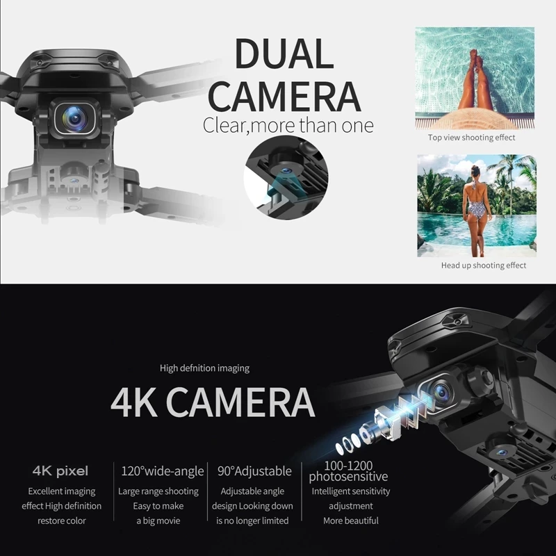 дрон с двойной камерой 4k hd 24g рад