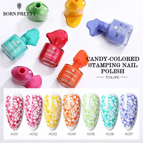 Born Pretty 1 bottle 7 ml Stamping nails Covering candy color Blue Yellow Red Make the Plane LAC LACT PLANT LAKE ...