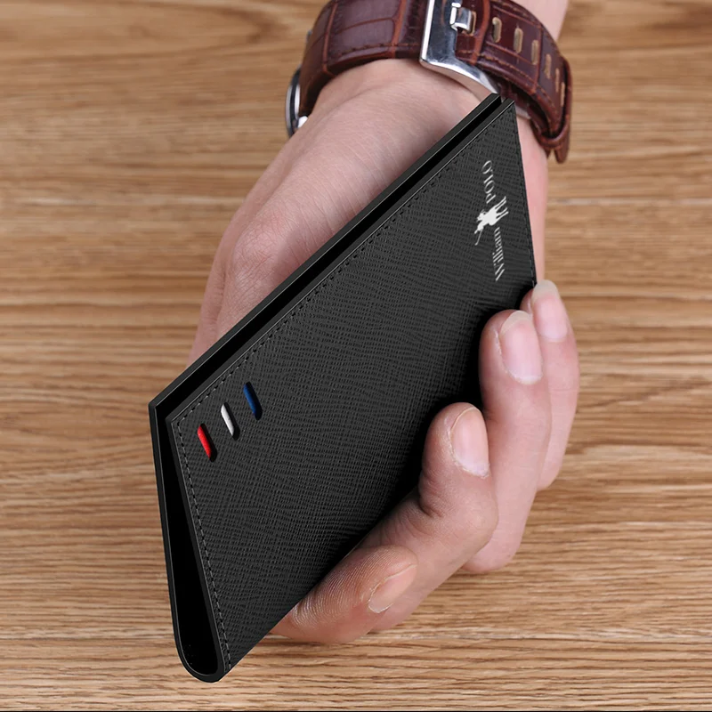 Тонкий мужской кошелек из натуральной кожи с отделением для кредитных карт
