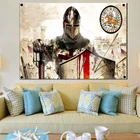 Рыцари Templar художественные баннеры винтажный средневековый воин постеры настенные художественные флаги роспись на холсте украшение для дома