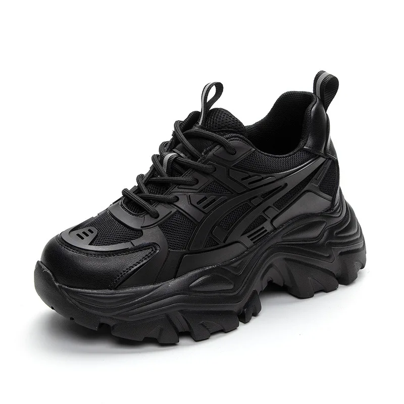 

New 2021 Autumn Thick Bottom InS Explosion Model Black Old Shoes Female Leather Wild Breathable Single Shoes Soft Bottom