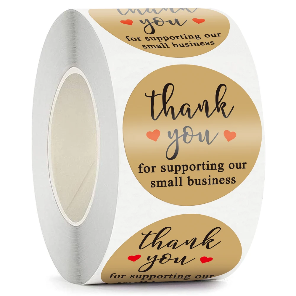 

Thank You Sticker for Supporting My Small Business 500pcs/roll Round Kraft Sealing Labels for Gift Packaging Stationery Stickers