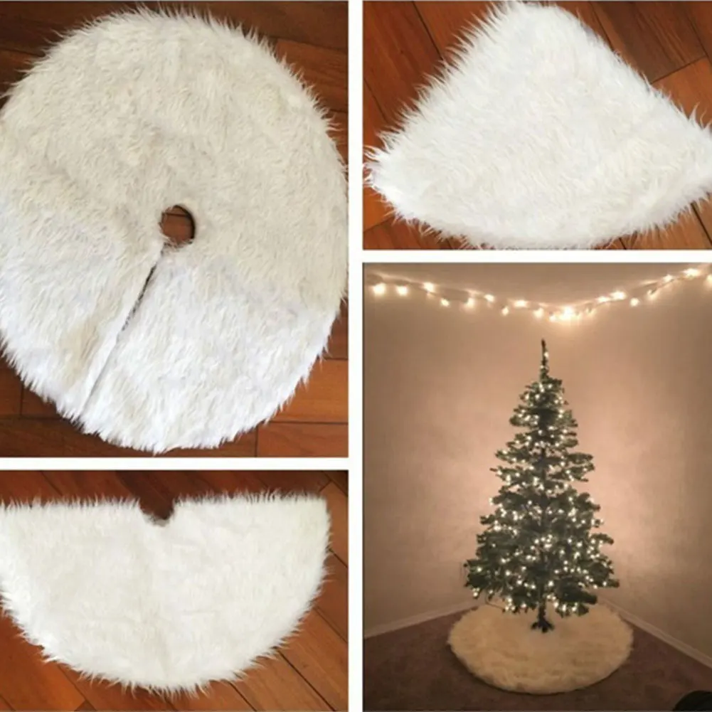 Популярная Новая Рождественская плюшевая юбка однотонная белая длинная рубашка