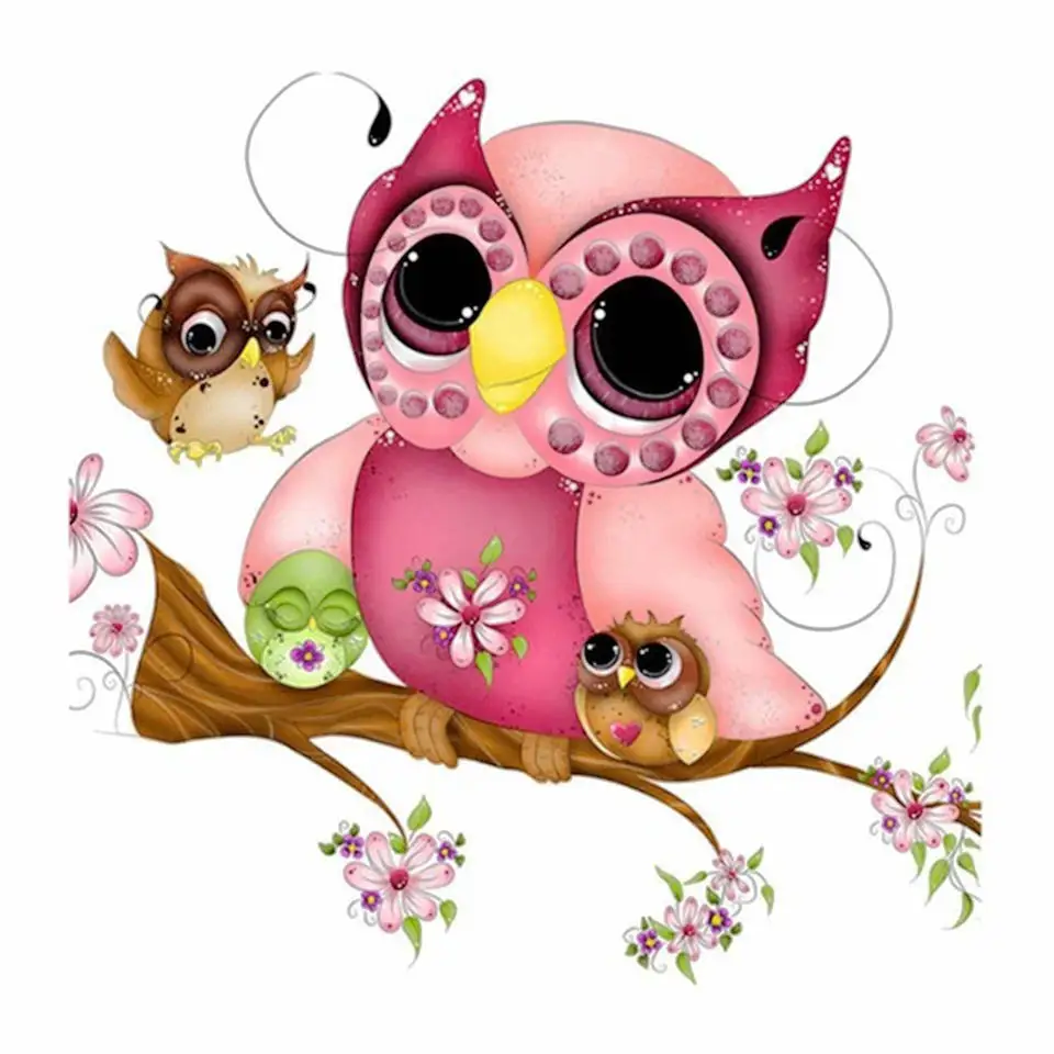 

5D DIY Embroidered Diamond Painting "Cartoon Owl" Mosaic Full 3D Cross Sticker Kit Room Deco Art Crafts and Sewing Gifts mozaïek