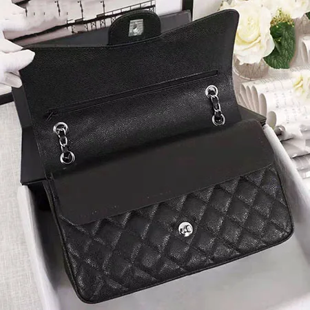 Luxury Handbag Bag For Women Genuine Leather Shoulder Bags Top Quality Fashion Design Lady's Crossbody Quilted Flap Bag Purse - Цвет: black silver chain