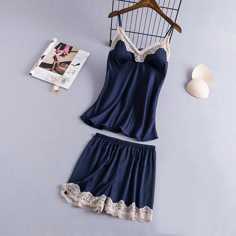 Пикантная кружевная Пижама на бретельках атласная пижама из 2 предметов рубашка