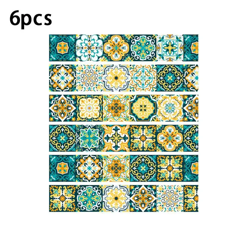

6PCS Stair Stickers Decals Peel and Stick Vintage Tile Stair Riser Refurbished Stair Treads Decals Staircase Murals