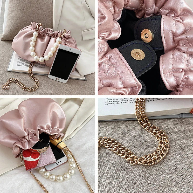 

crossbody bags for women Pure PU leather simple pearl handle women's cloud handbag purses and handbags bags for women 2020