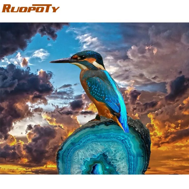 Ruopoty Рамка Картина классический пейзаж Diy Краска ing по номерам Акриловая Краска на холсте Ручная Краска ed для дома стены художественные украшения - Цвет: 90823-8