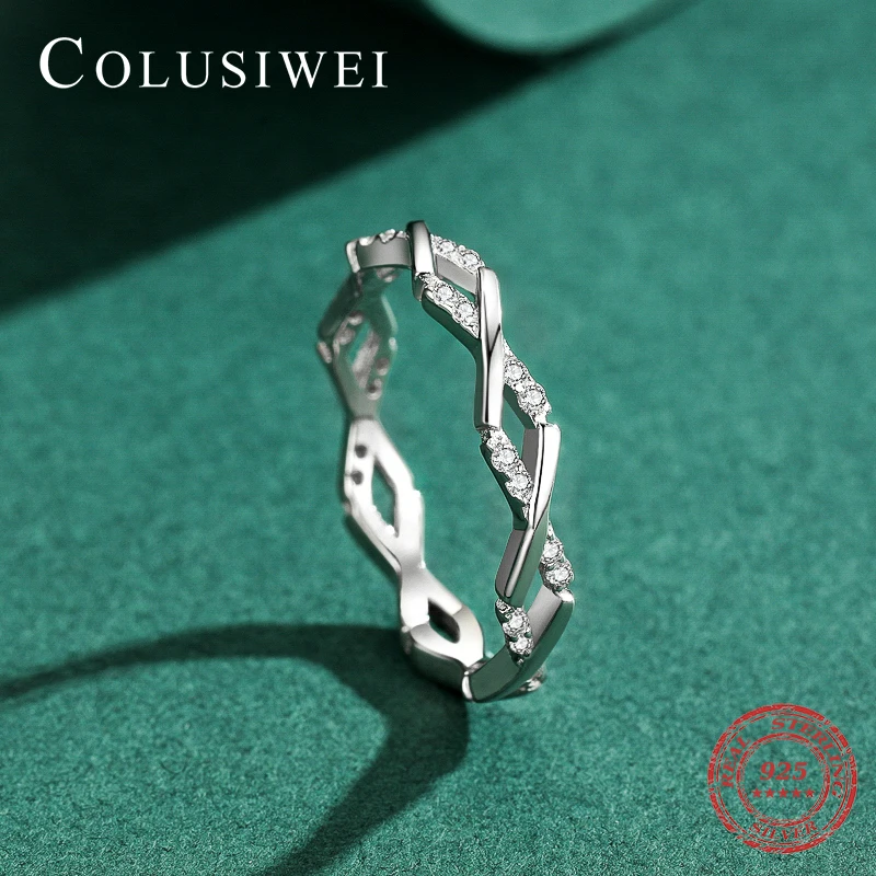 

Colusiwei Stackable Romantic Mobius 925 Sterling Silver Clear CZ Infinite Love Ring for Women Wedding Bands Promise Jewelry Gift