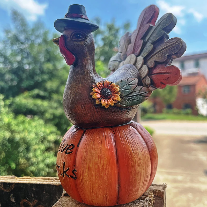 

Turkey with Pumpkin Resin Ornaments Innovative Thanksgiving Day Decor for Dining Table Indoor Outdoor XR-Hot