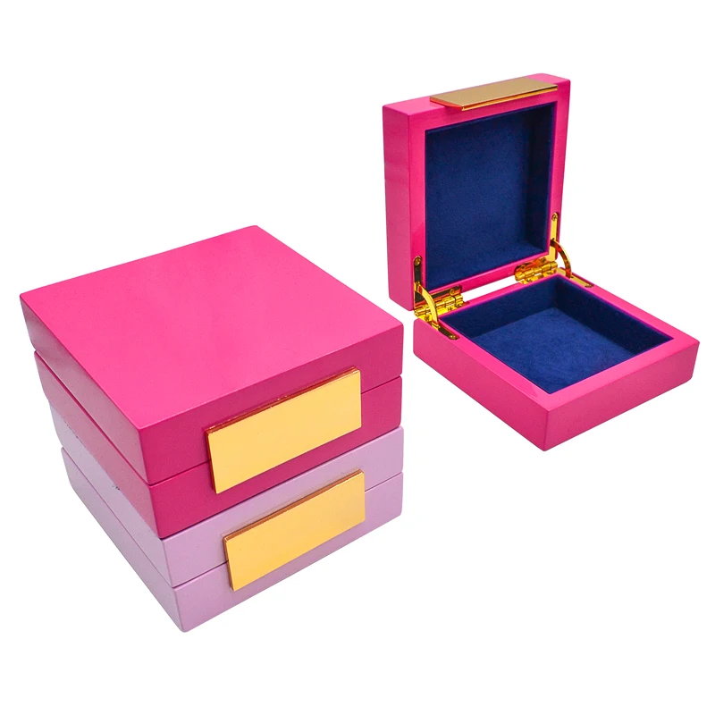 Small Ring Gift Storage Solid Wood Jewelry Case Handcrafts Gloss Wooden Girls Jewellery Box