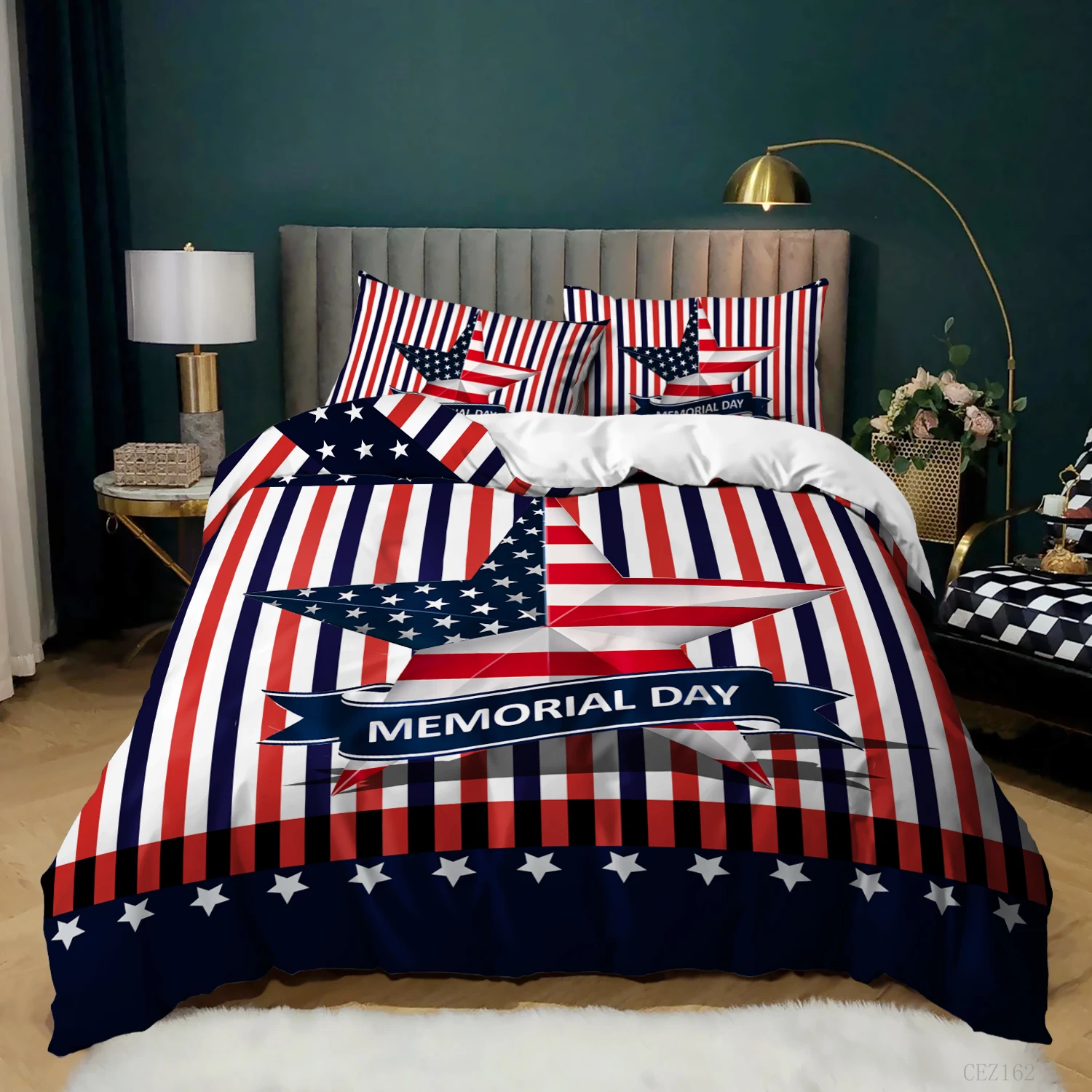 Modern 3D American National Flag Bedding Set Duvet Cover Pillowcase Bed Sets Home Textile Quilt Bedclothes Queen King | Дом и сад