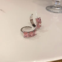 minar summer sweet c shape pink color crystal earrings for women girl romantic chunky circle hoop earrings statement jewelry