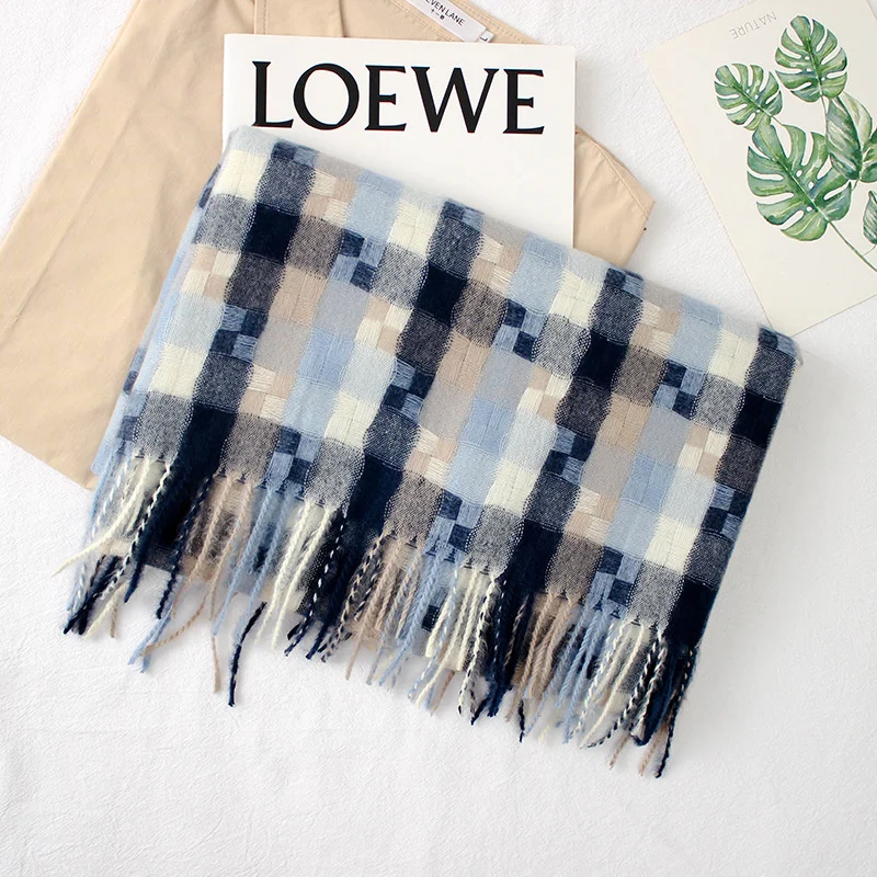 Осенне-зимний женский модный мешковатый шарф из искусственного кашемира женские