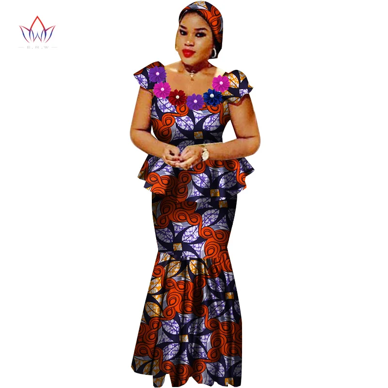 8 African Bazin Riche Dresses for Women Set Clothes Skirt Top Sets for Women High Waist Skirt Long African Skirt Plus Size WY2564 - Цвет: 8