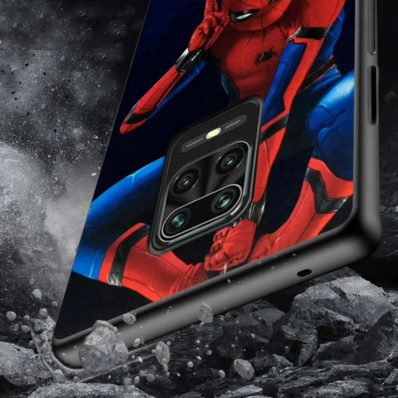 

Fashion Marvel Spiderman Soft TPU For Xiaomi Redmi Note10 10S 9T 9S 9 8T 8 7 6 5A 5 4 4X Prime Pro Max Black Phone Case