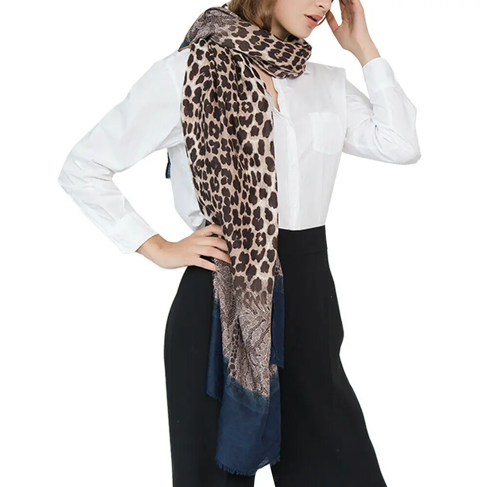 

Fashion Leopard Lace Pattern Scarf Shawl High-end Banquet Wild Cotton Linen Casual Wraps Scarf