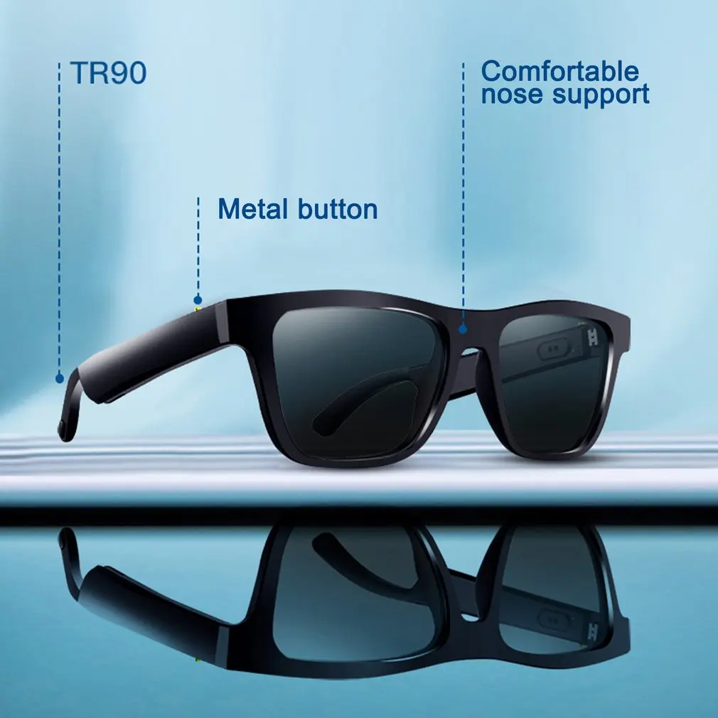 저렴한 하이 엔드 오디오 안경 뼈 전도 스마트 헤드셋 Sweatproof 무선 블루투스 핸즈프리 오픈 귀 편광 된 음악 선글라스