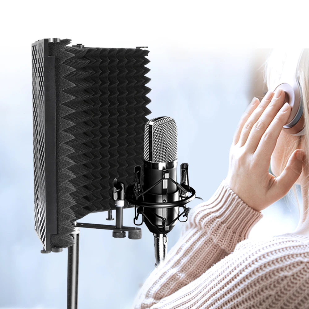Foldable Studio Isolation Shield Steel Acoustic Foams Panel Recording Microphone Accessories Flexibility | Электроника