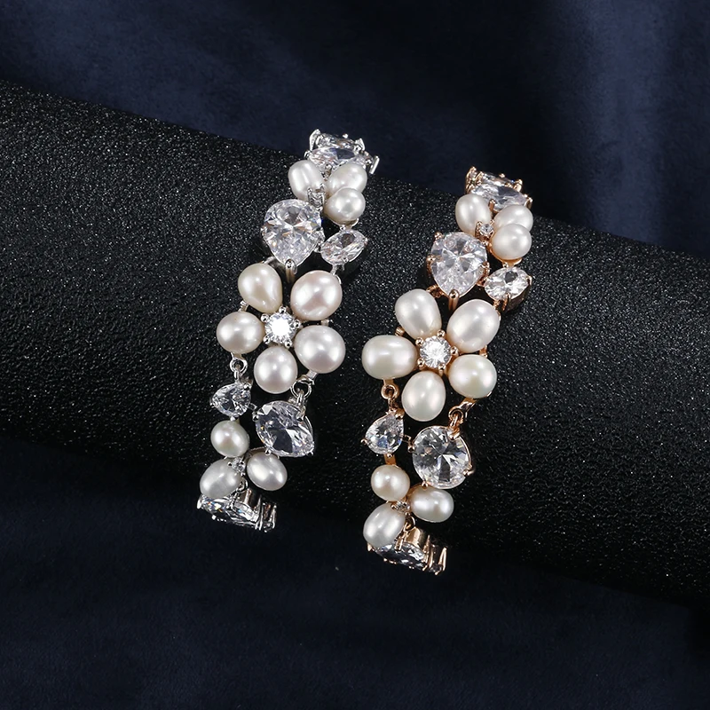 RAKOL великолепные Роскошные Имитация жемчуга с AAA + CZ циркониевые браслеты для