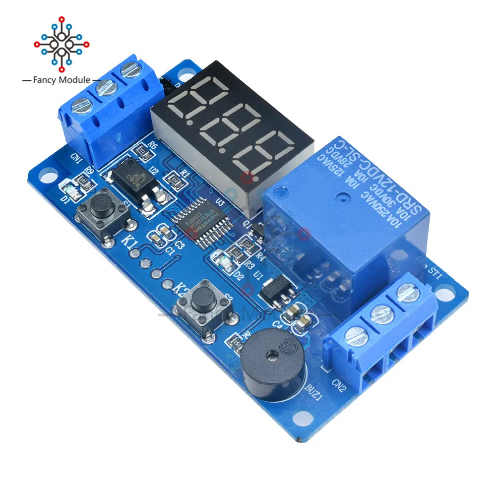 Плата модуля реле времени с цифровым светодиодным дисплеем 12 В постоянного тока|