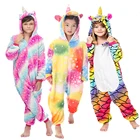 Пижама-Кигуруми для мальчиков и девочек, зимняя мягкая теплая Пижама-комбинезон с рисунком животных, одежда для сна для детей 4, 6, 8, 10, 12 лет