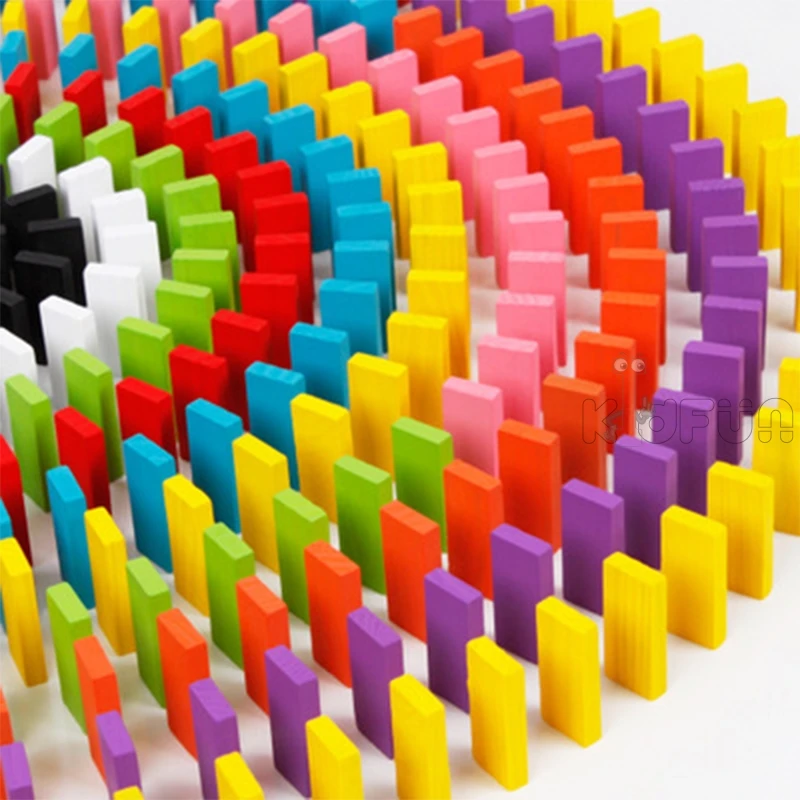 Juego de bloques de domin&oacute; de madera arco&iacute;ris para ni&ntilde;os, juguete educativo de bloques de domin&oacute; de Color arco&iacute;ris para ordenar, para regalo de Chico, 100/300/500 Uds.-1