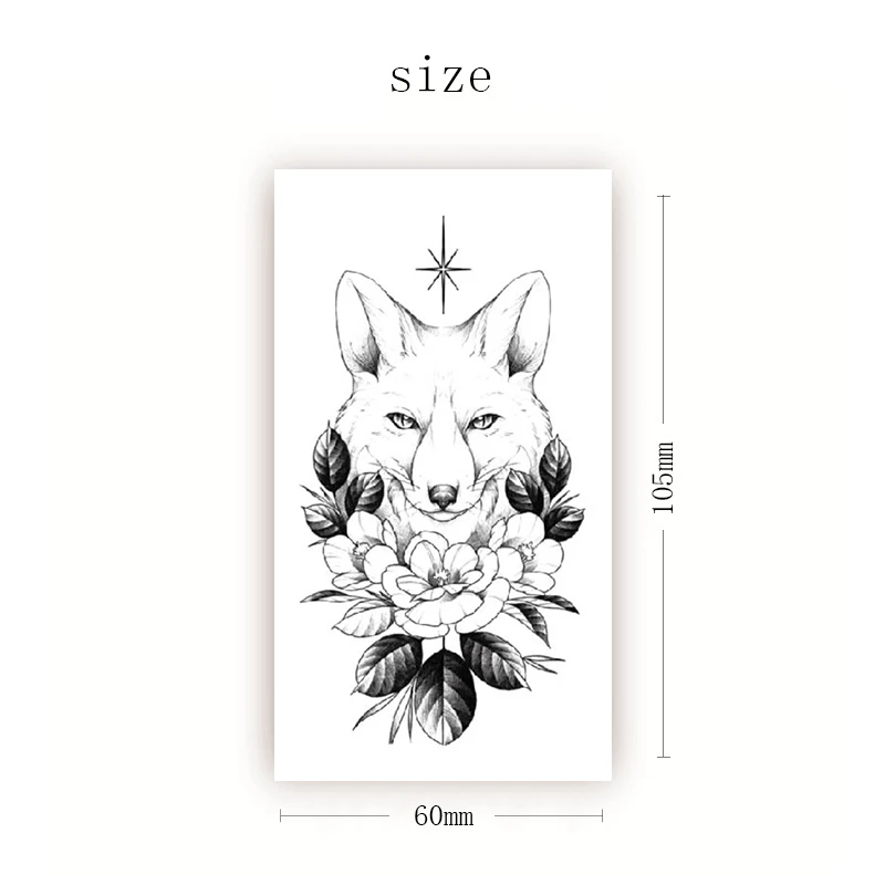 

Temporary Tattoo Stickers Cool Rose Arctic Fox Compass Fake Tatto Waterproof Tatoo Back Leg Arm Belly Small Size for Women Men
