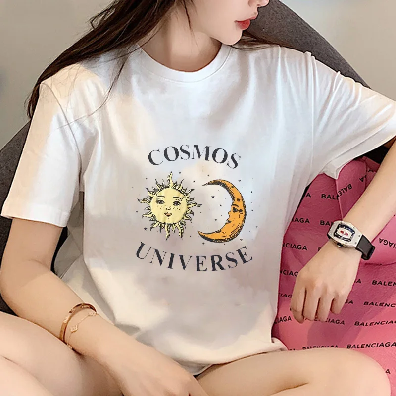

Cartoon Sun Moon Printed T Shirt Women Summer Casual O-neck Short Sleeve Harajuku Female Tshirt Aesthetic Tops Women 2020