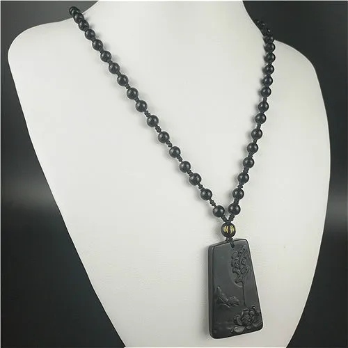 Сертифицированный китайский натуральный черный зеленый нефрит Феникс ожерелье