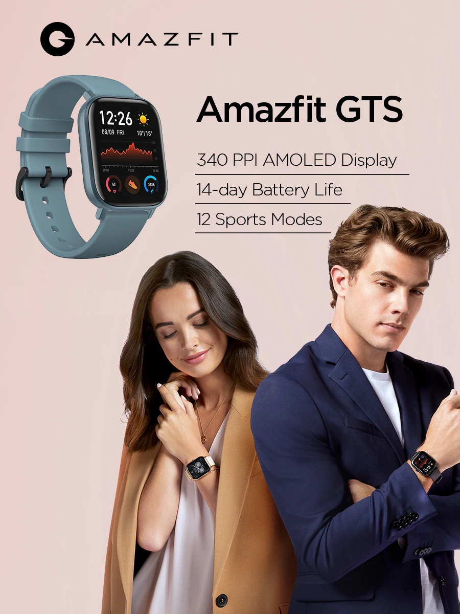 Amazfit GTS Smartwatch 341PPI AMOLED дисплей 5ATM водонепроницаемый 14 дней батарея GPS управление