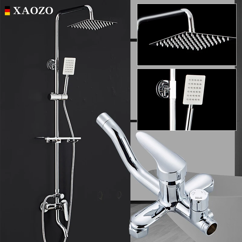 xaozo bathroom shower set spa shower head bath shower rotatable mixer with hand shower faucets rainfall chrome showers copper free global shipping