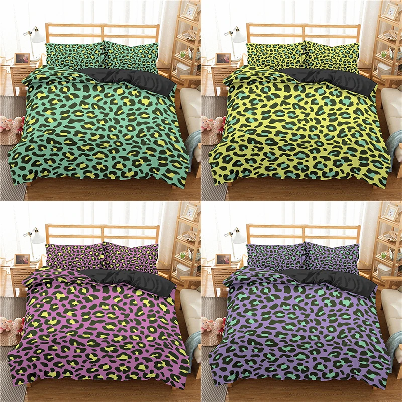 

Home Textile Luxury 3D Leopard Print 2/3Pcs Comfortable Duvet Cover Pillowcase Bedding Sets Queen and King EU/US/AU Size