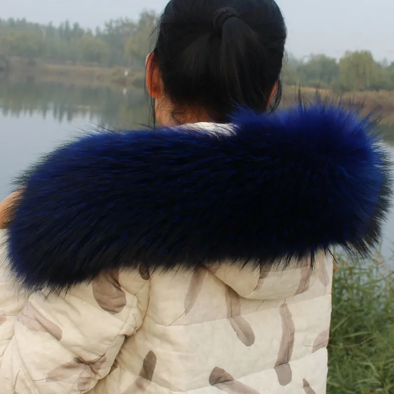 Модная Роскошная Коллекция 100% года натуральный мех енота воротник унисекс