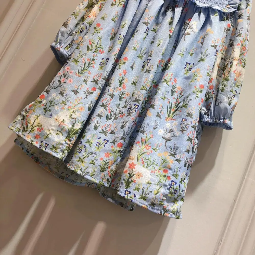 Платье для девочек с длинным рукавом цветочным принтом и единорогом праздничное