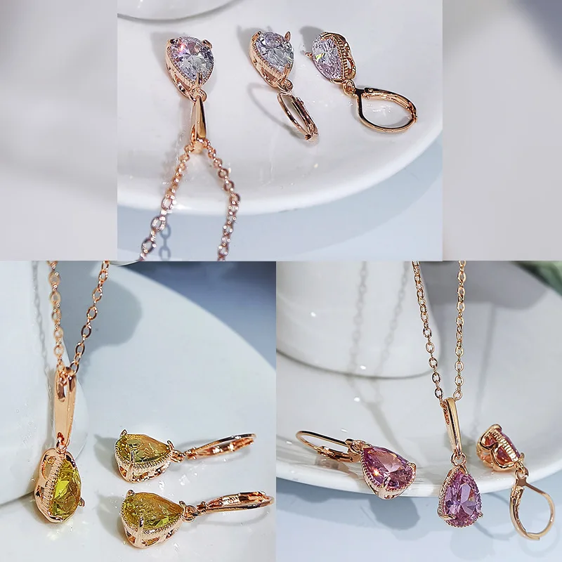 

Комплект из колье и серёг, из розового золота