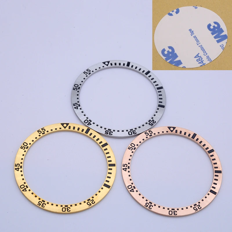 

38mm Silver/Gold/Rose Bezel Insert fit for Seiko SKX007 SRPD Sub Divers Men's Watches Steel Bezel Spare parts for watches case