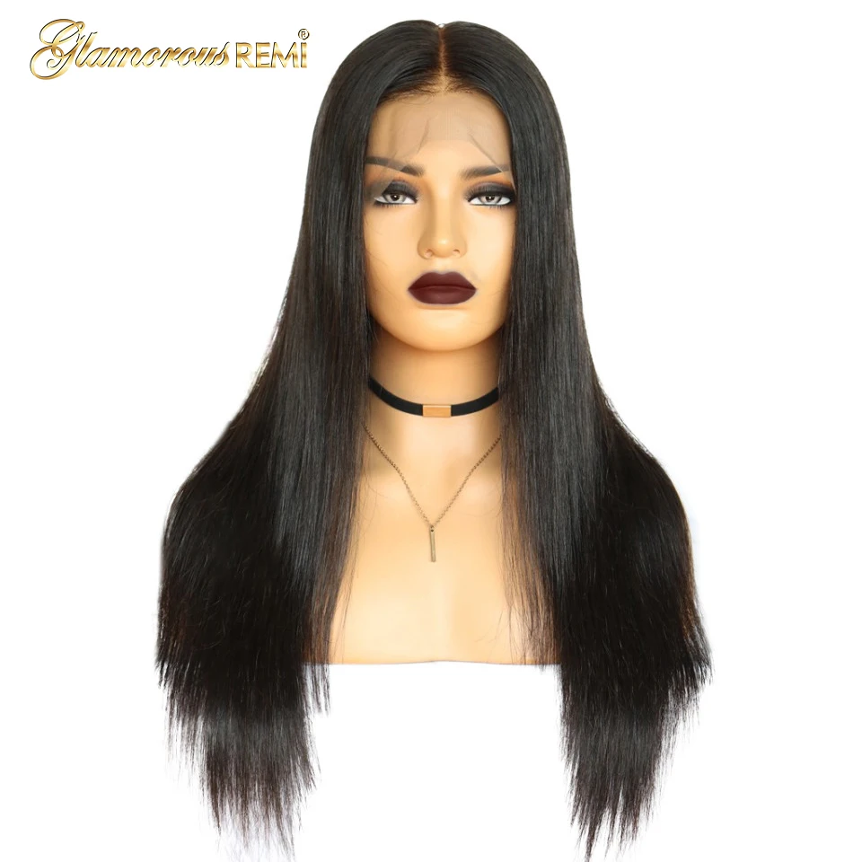 Бразильские парики из натуральных волос на кружеве шелковистые прямые 13*4 Remy для