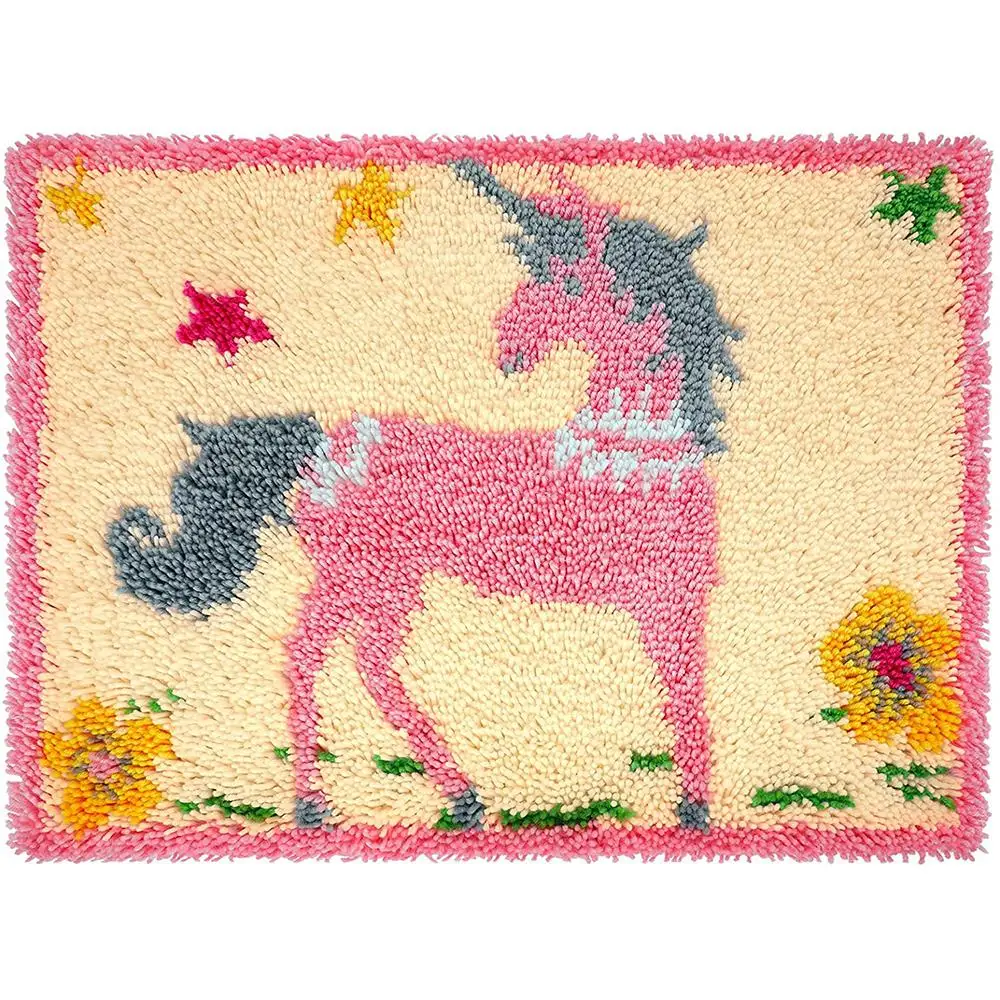 

Latch hook kit Carpet embroidery set with Pre-Printed Pattern Crafts for adults knotted carpet kit Unicorn Home Decoration